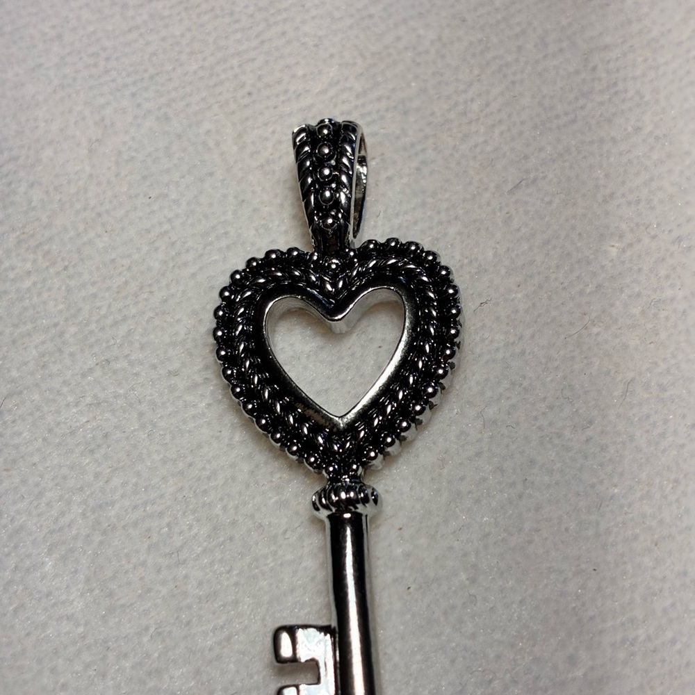 Lia Sophia "Key to My Heart" Skeleton Key Slide Pendant